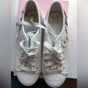 Keds x Kate Spade White Floral Appliqué and Glitter Women's Sneakers